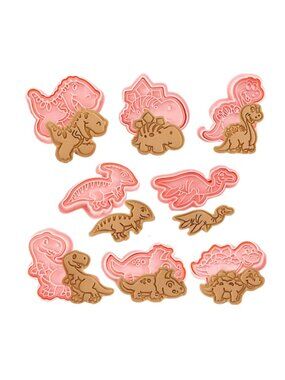 8-Piece Dinosaur Cookie Cutter Set 3D Press Mold for Fun Baking & Kids’ Parties